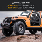 Half Doors Tubular Doors Compatible with 2018-2024 Jeep Wrangler JL JLU & 2020-2024 Gladiator JT 2-Doors